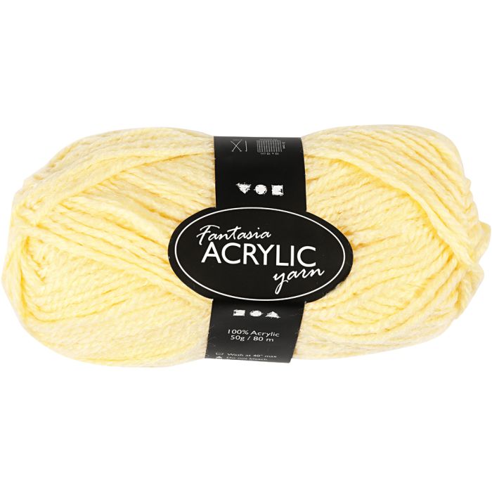 Fantasia lana acrílica, L. 80 m, amarillo claro, 50 gr/ 1 bola