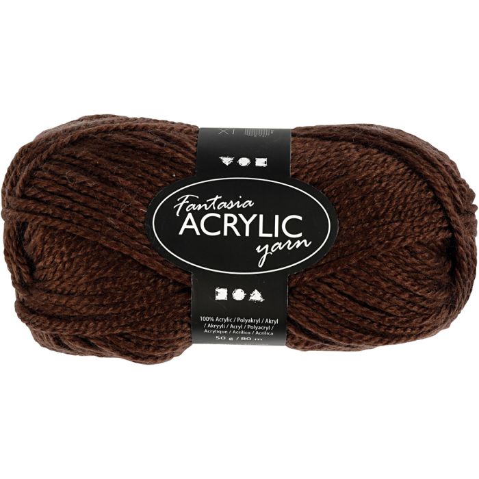 Fantasia lana acrílica, L. 80 m, marrón, 50 gr/ 1 bola