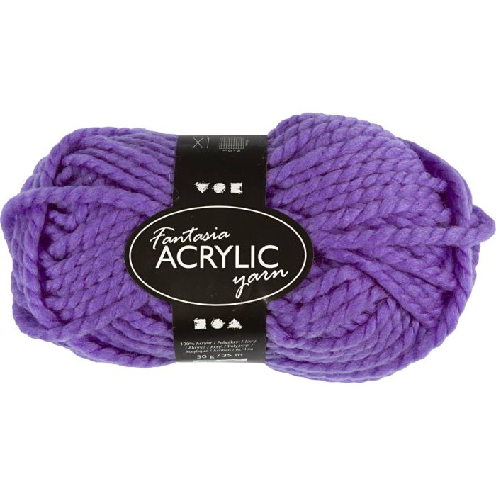 Fantasia Lana Acrílica, L. 35 m, usando agujas 9-10, morado, 50 gr/ 1 bola