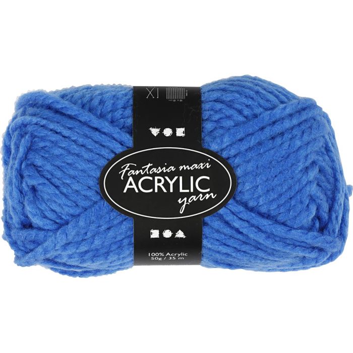 Fantasia Lana Acrílica, L. 35 m, usando agujas 9-10, azul, 50 gr/ 1 bola
