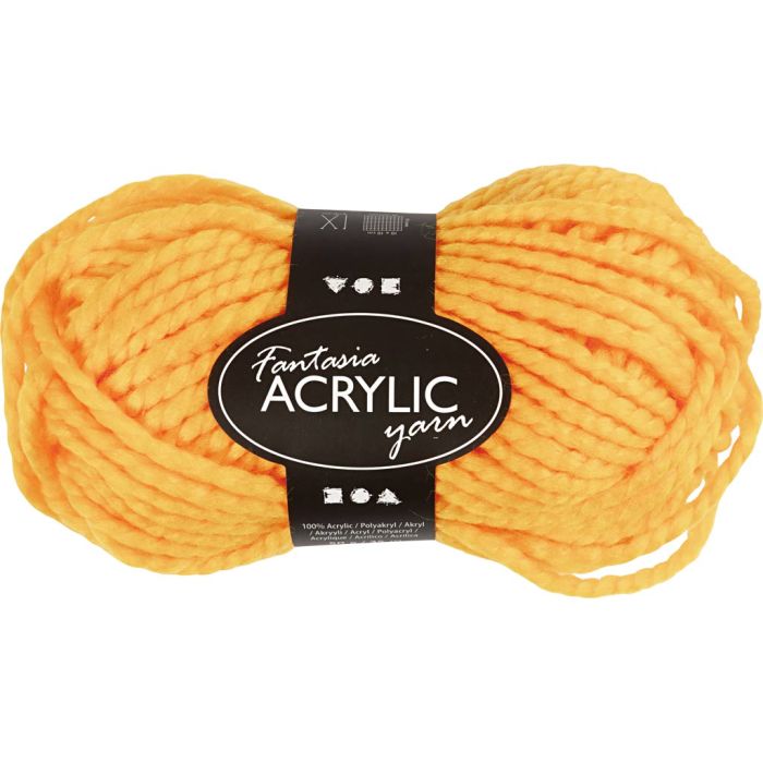 Fantasia Lana Acrílica, L. 35 m, usando agujas 9-10, amarillo, 50 gr/ 1 bola