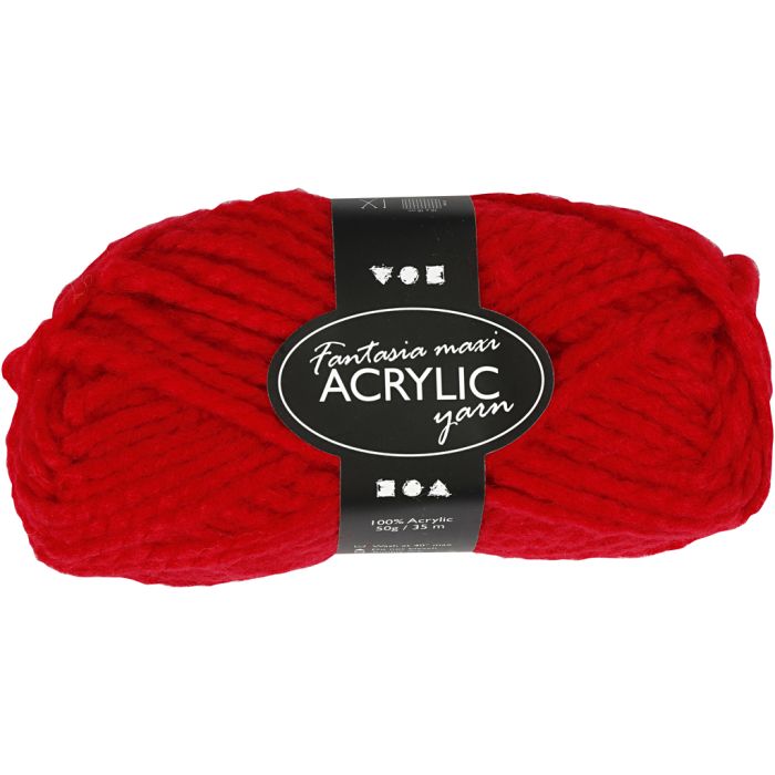 Fantasia Lana Acrílica, L. 35 m, Maxi, rojo, 50 gr/ 1 bola