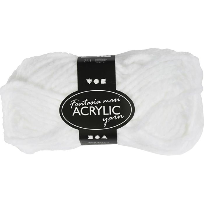 Fantasia Lana Acrílica, L. 35 m, usando agujas 9-10, blanco, 50 gr/ 1 bola