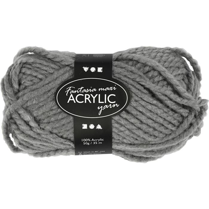 Fantasia Lana Acrílica, L. 35 m, usando agujas 9-10, gris, 50 gr/ 1 bola