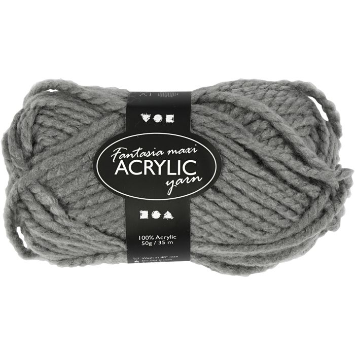 Fantasia Lana Acrílica, L. 35 m, Maxi, gris, 50 gr/ 1 bola