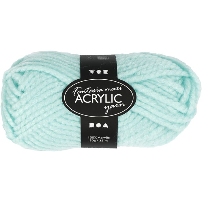 Fantasia Lana Acrílica, L. 35 m, Maxi, verde menta, 50 gr/ 1 bola