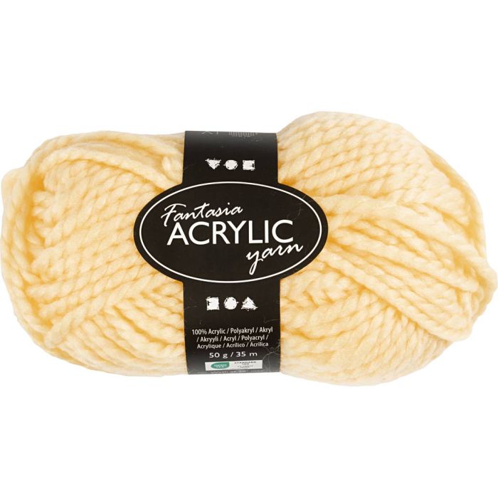 Fantasia Lana Acrílica, L. 35 m, usando agujas 9-10, amarillo claro, 50 gr/ 1 bola