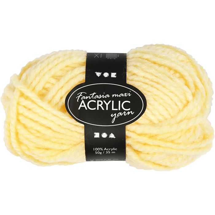 Fantasia Lana Acrílica, L. 35 m, Maxi, amarillo claro, 50 gr/ 1 bola