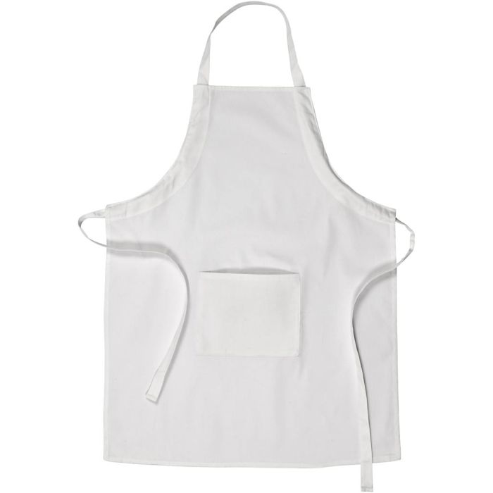 Delantal , L. 84 cm, A: 65 cm, medidas M-XL cm, 210 gr, blanco, 1 ud