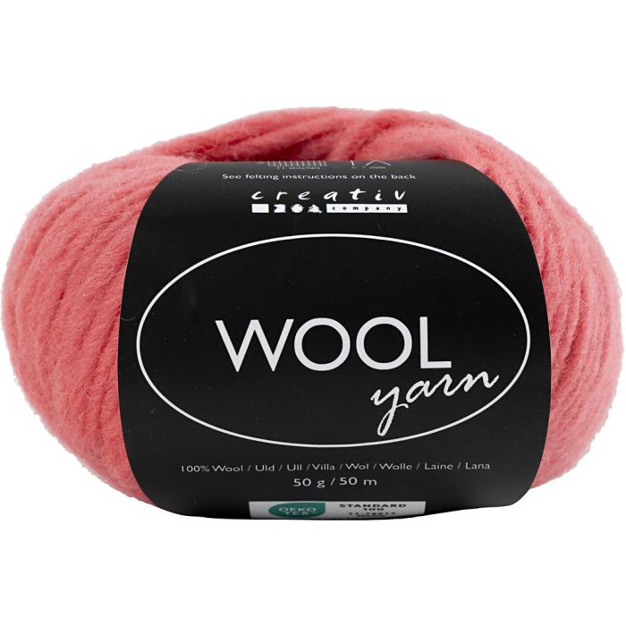 Hilo de lana, L. 63 m, usando agujas 6-7, rojo claro, 50 gr/ 1 bola