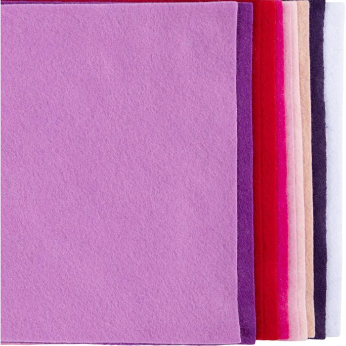 Fieltro para manualidades, A4, hoja 210x297 mm, grosor 2 mm, lila / rosa oscuro, 10 hoja/ 1 paquete