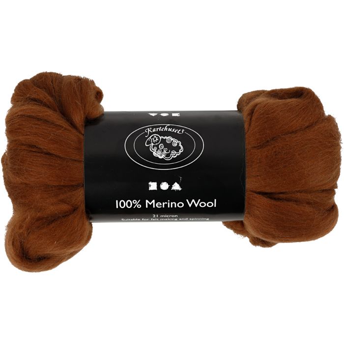 Lana Merino, grosor 21 my, marrón, 100 gr/ 1 paquete