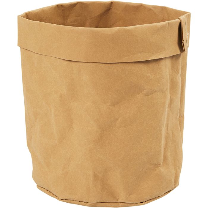 Bolsa de papel imitación al cuero , A: 12 cm, dia 11 cm, 350 gr, marrón claro, 1 ud