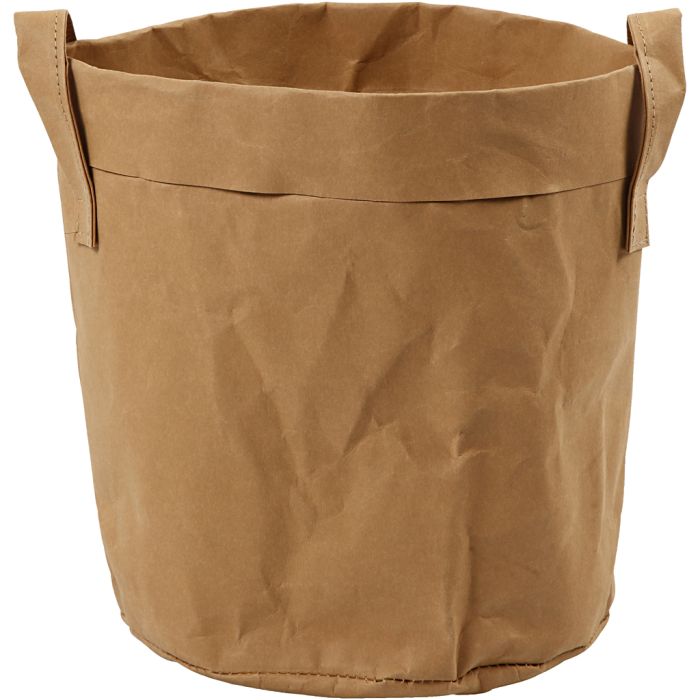 Bolsa de papel imitación al cuero , A: 20 cm, dia 19,5 cm, 350 gr, marrón claro, 1 ud