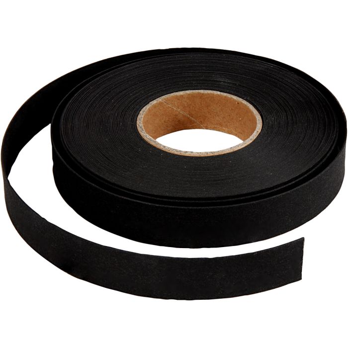 Tiras de tejido, A: 15 mm, grosor 0,55 mm, negro, 9.50 m/ 1 rollo