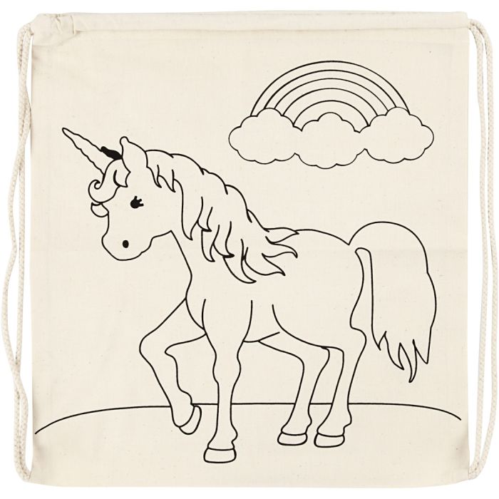Mochila, Unicornio , medidas 37x41 cm, 110 gr, color natural claro, 1 ud