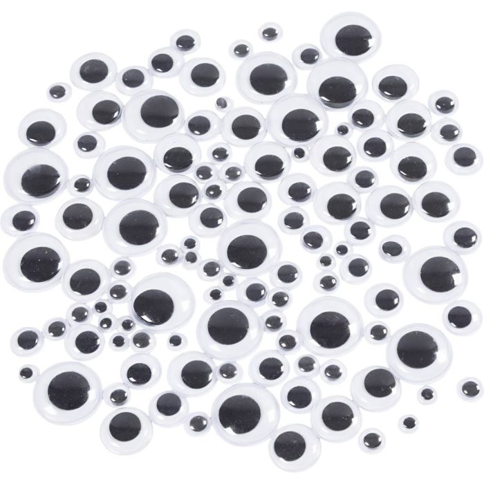 Ojos móviles, con adhesivo, dia 6-20 mm, 1000 ud/ 1 paquete