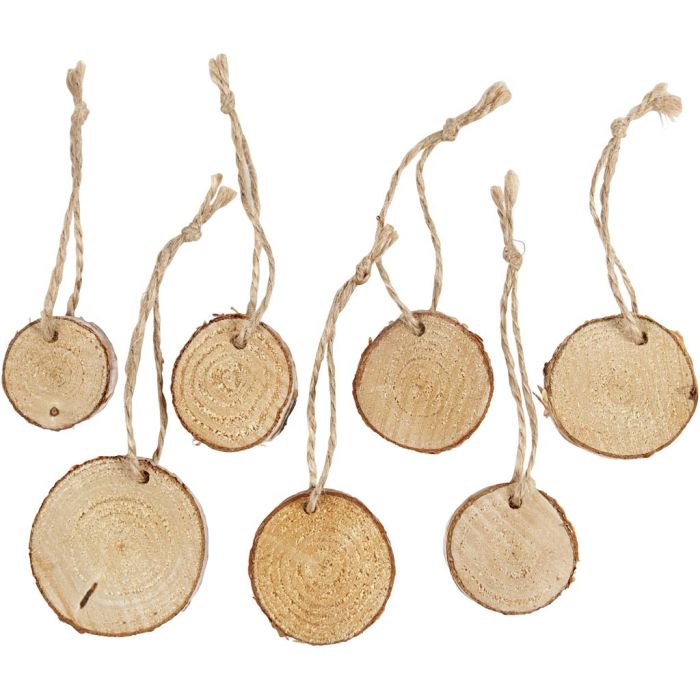 Disco de madera con agujero para cuerda, dia 35-45 mm, grosor 7 mm, 7 ud/ 1 paquete