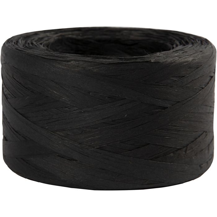 Hilo de Rafia de Papel, A: 7-8 mm, negro, 100 m/ 1 rollo