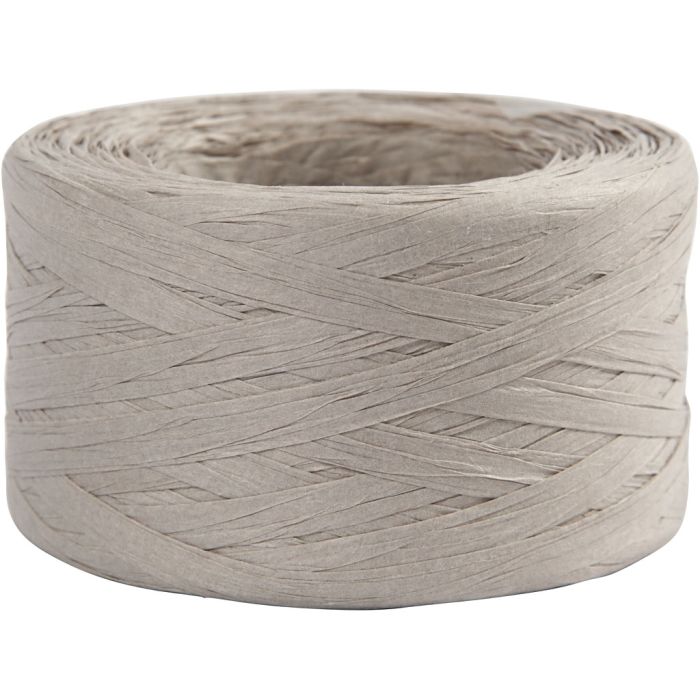Hilo de Rafia de Papel, A: 7-8 mm, gris claro, 100 m/ 1 rollo