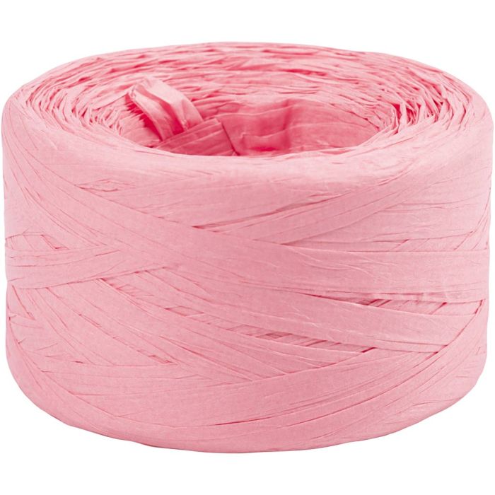 Hilo de Rafia de Papel, A: 7-8 mm, rosa claro, 100 m/ 1 rollo