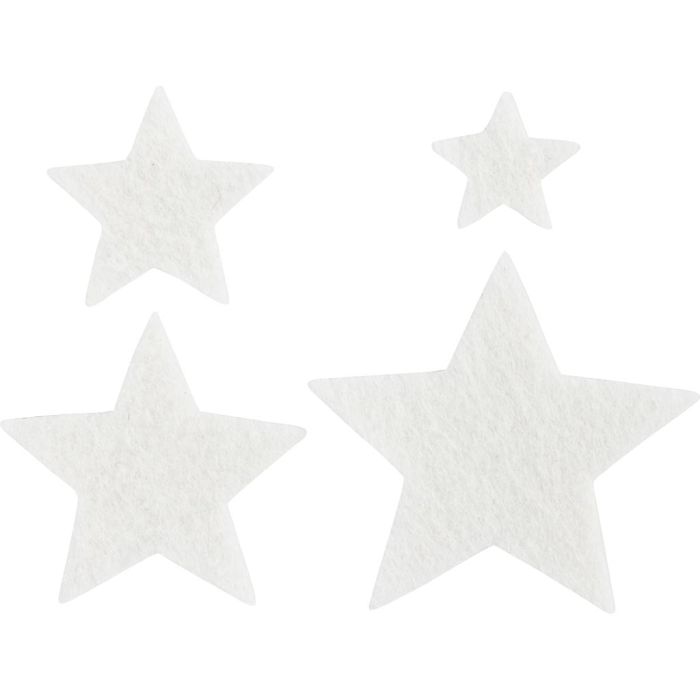 Figura de fieltro, estrella, medidas 2-5 cm, grosor 1 mm, 20 ud/ 1 paquete