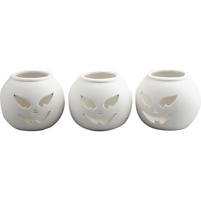 Portavela, Calabaza, medidas 9x9x7,5 cm, blanco, 12 ud/ 1 paquete