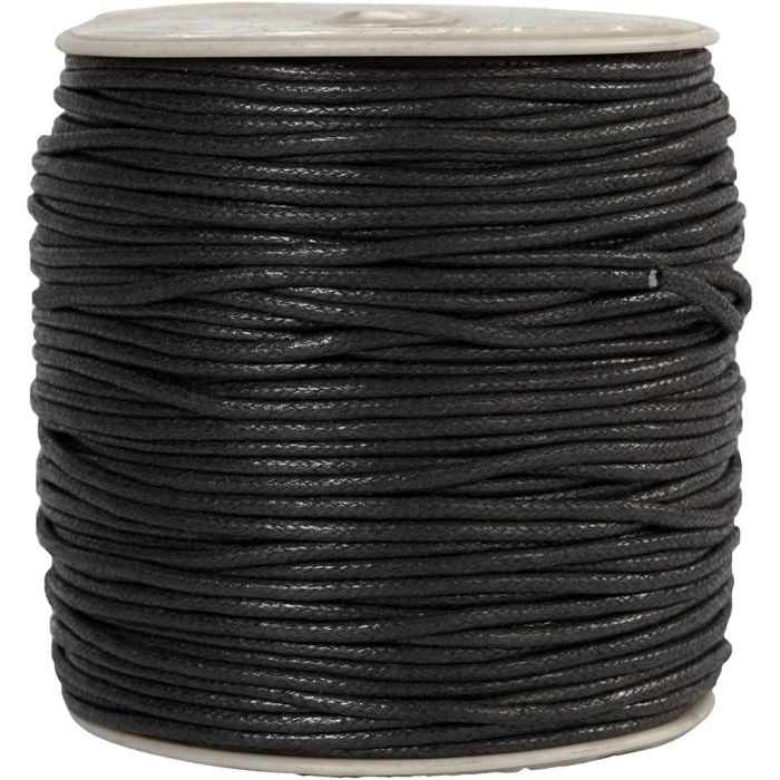 Cordón de algodón, grosor 2 mm, negro, 100 m/ 1 paquete