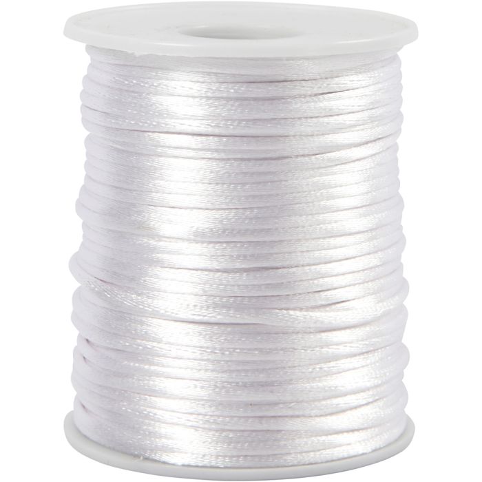 Cuerda satinada, grosor 2 mm, blanco, 50 m/ 1 rollo