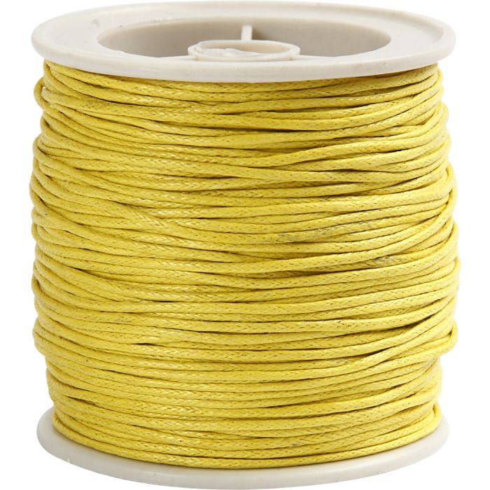 Cordón de algodón, grosor 1 mm, encerado, amarillo, 40 m/ 1 rollo