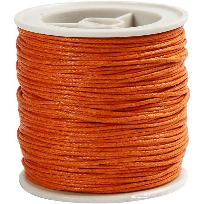 Cordón de algodón, grosor 1 mm, encerado, naranja, 40 m/ 1 rollo