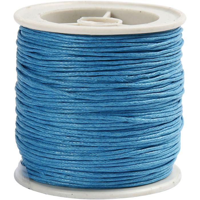 Cordón de algodón, grosor 1 mm, encerado, turquesa, 40 m/ 1 rollo