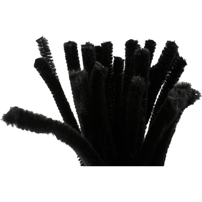 Chenilla, L. 30 cm, grosor 9 mm, negro, 25 ud/ 1 paquete