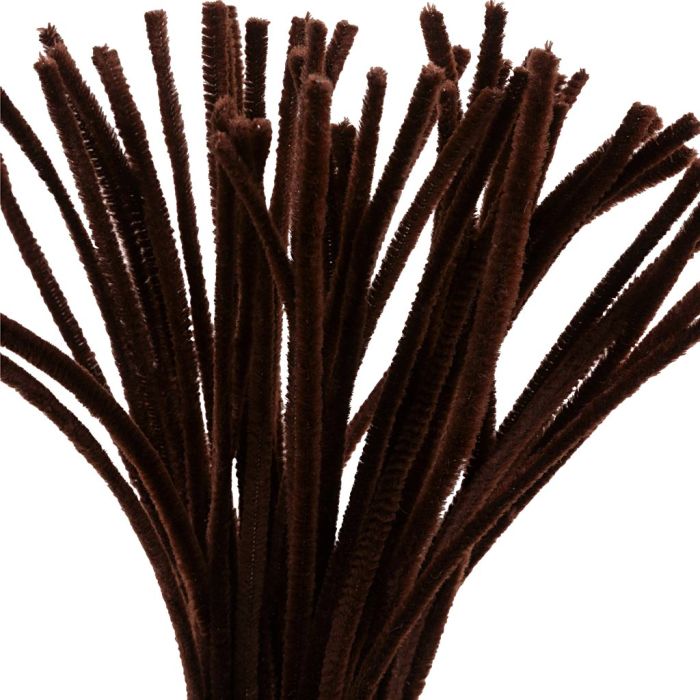 Chenilla, L. 30 cm, grosor 6 mm, marrón, 50 ud/ 1 paquete