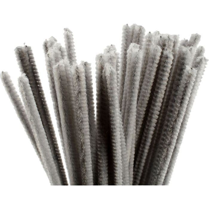 Chenilla, L. 30 cm, grosor 6 mm, gris, 50 ud/ 1 paquete