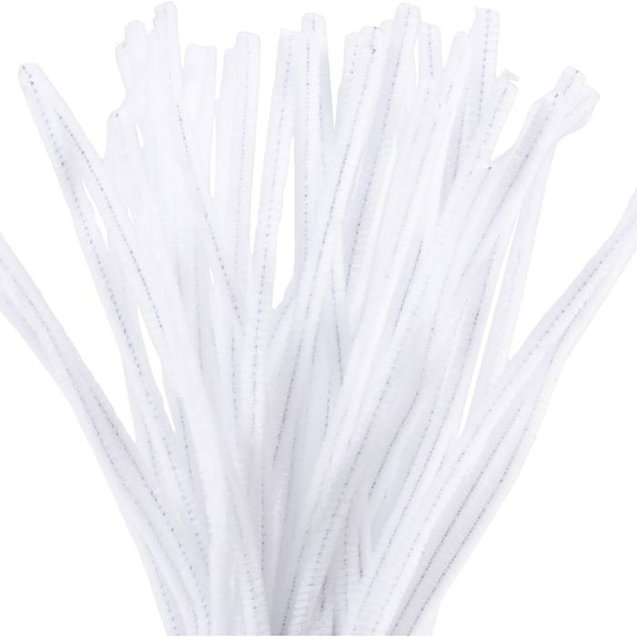 Chenilla, L. 30 cm, grosor 6 mm, blanco, 50 ud/ 1 paquete