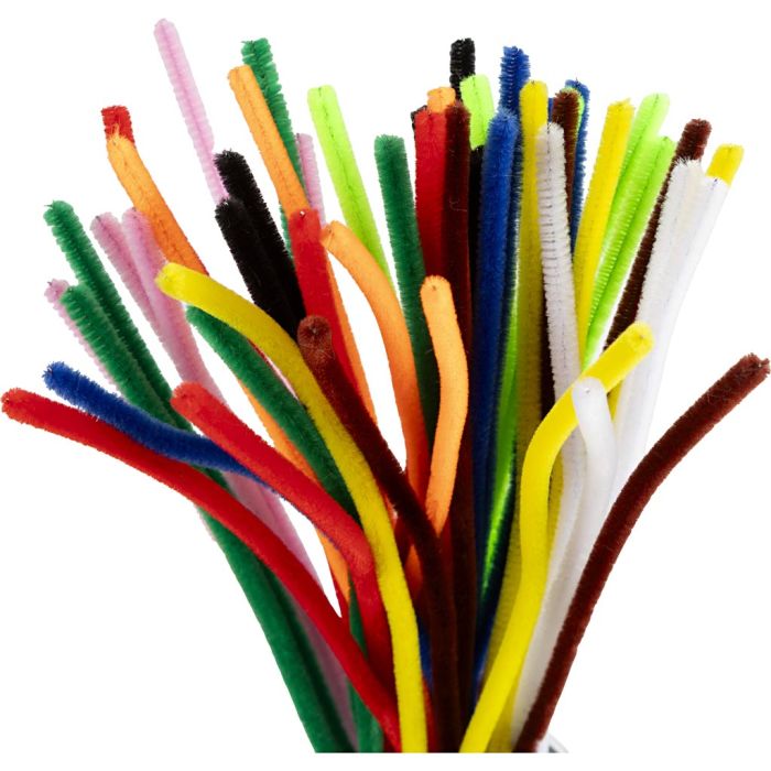 Chenilla, L. 30 cm, grosor 6 mm, surtido de colores, 50 stdas/ 1 paquete