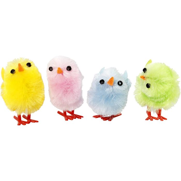 Pollos de pascua, A: 30 mm, colores pastel, 12 ud/ 1 paquete