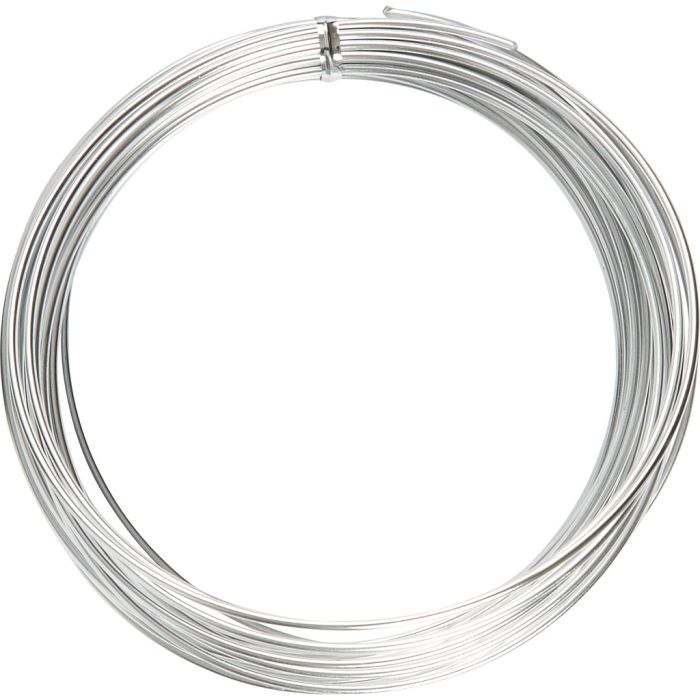 Alambre de aluminio, redondo, grosor 2 mm, plata, 10 m/ 1 rollo