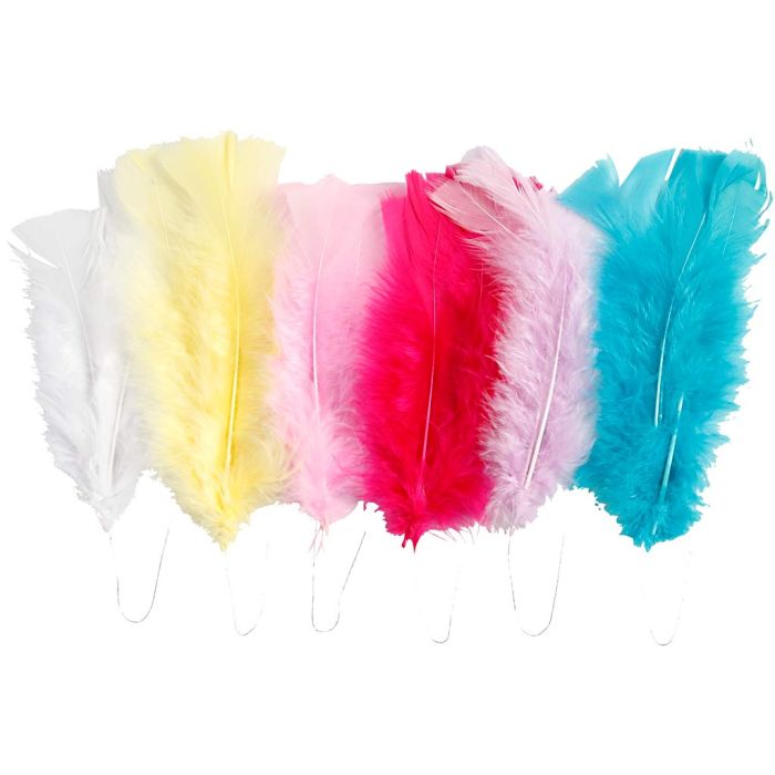 Plumas, medidas 11-17 cm, surtido de colores, 18 fajo/ 1 paquete