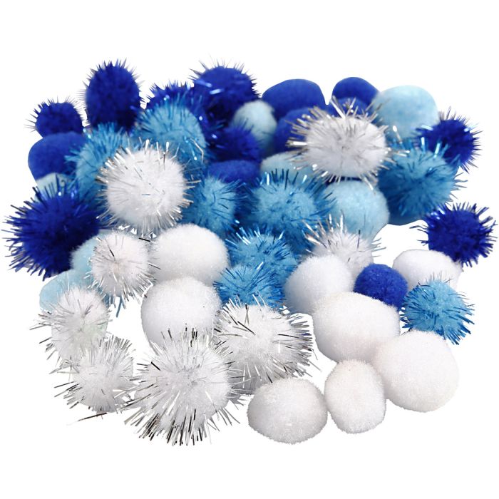 Pompones, dia 15+20 mm, surtido de colores, 48 ud/ 1 paquete