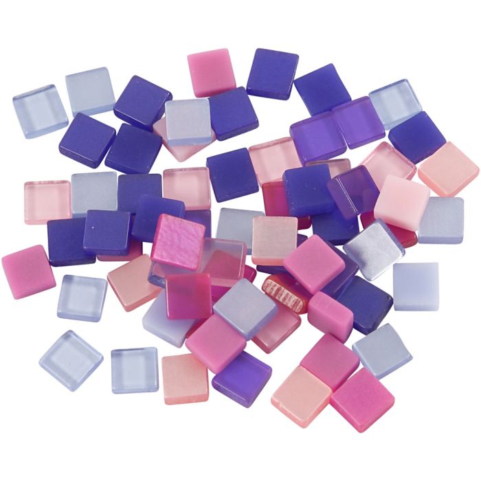 Mini mosaico , medidas 5x5 mm, grosor 2 mm, lila/lila oscuro, 25 gr/ 1 paquete