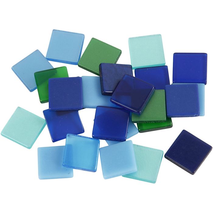 Mini mosaico , medidas 10x10 mm, grosor 2 mm, azul/gris harmonía, 25 gr/ 1 paquete