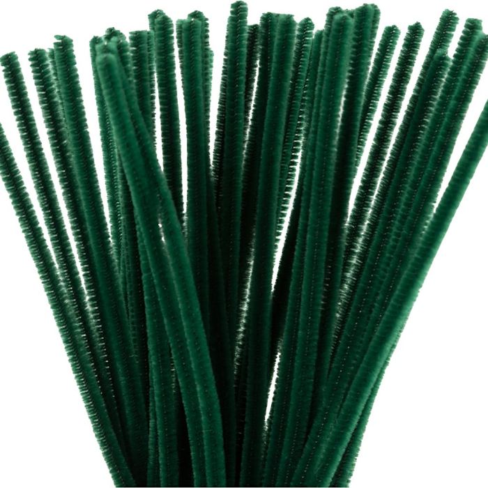 Chenilla, L. 30 cm, grosor 6 mm, verde oscuro, 50 ud/ 1 paquete