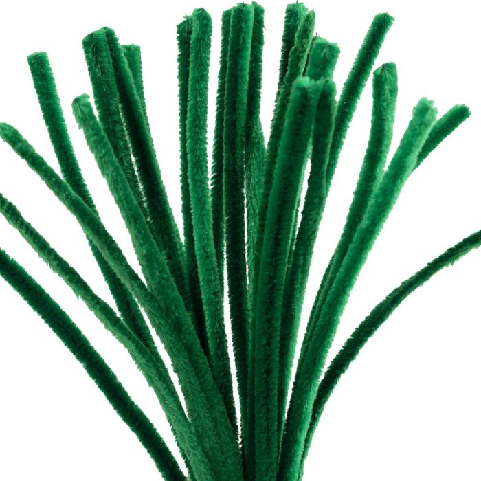 Chenilla, L. 30 cm, grosor 9 mm, verde oscuro, 25 ud/ 1 paquete