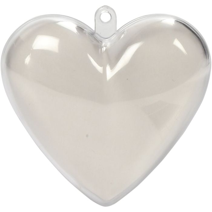 Corazón decorativo, A: 6,5 cm, transparente, 10 ud/ 1 paquete