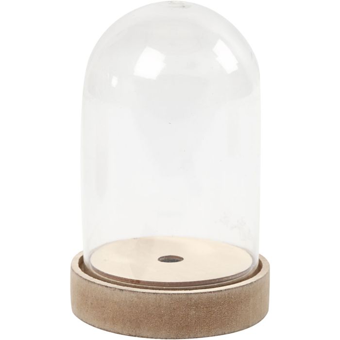 Campana en base de madera, A: 12,5 cm, dia 8 cm, 1 paquete