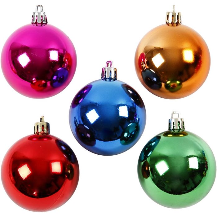 Bolas de Navidad, dia 6 cm, colores fuertes, 20 ud/ 1 paquete