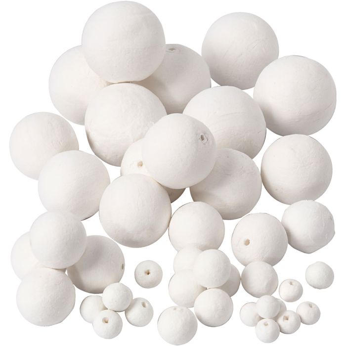 Bola, dia 12+15+20+30+40+50 mm, blanco, 42 ud/ 1 paquete