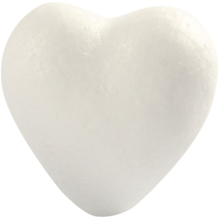 Corazones de poliestireno, A: 6 cm, P: 3 cm, blanco, 5 ud/ 1 paquete